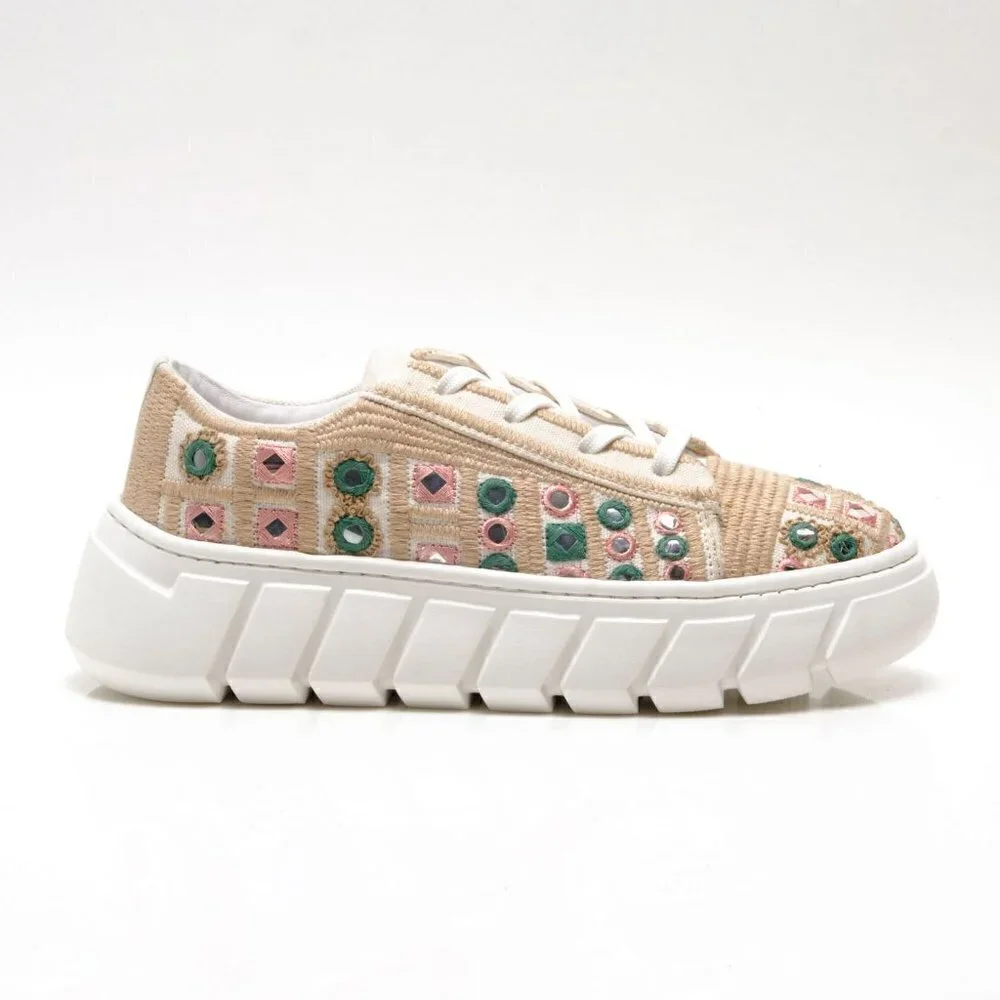 FREE PEOPLE Catch Me If You Can Crochet Sneakers Shoes/ White Mirror Combo